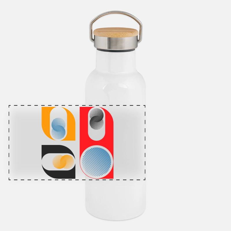 Geometrisches Muster (Formen, Bunt) Panorama Thermosflasche mit Bambusdeckel