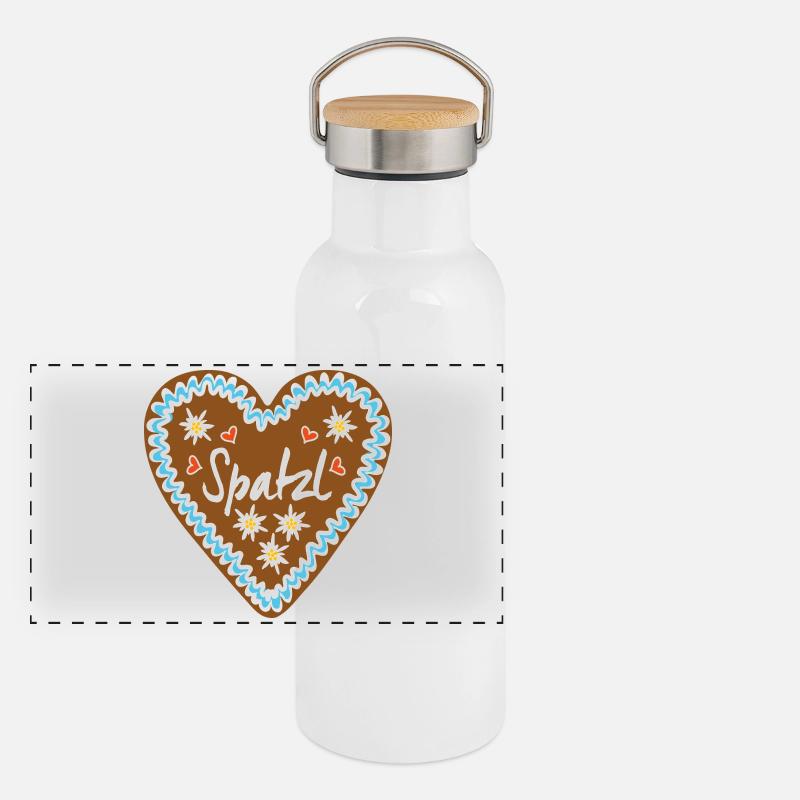 Spatzl - Lebkuchenherz Panorama Thermosflasche mit Bambusdeckel