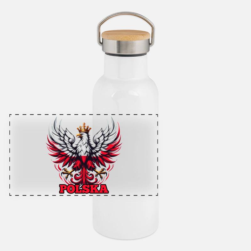 Pologne Polska drapeau polonais drapeau cadeau Gourde isotherme avec bouchon en bambou