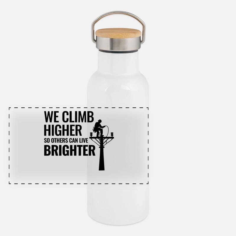 Lineman Climb Higher Bright Future Power Grid Panoramic Thermal Bottle with Bamboo Lid