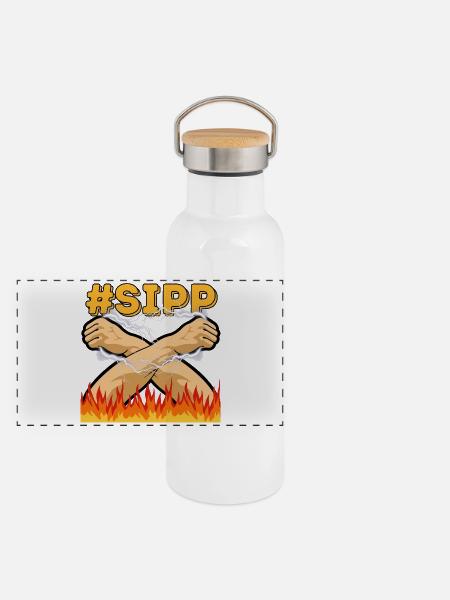 #SIPP - Panorama Thermosflasche mit Bambusdeckel - Weiß