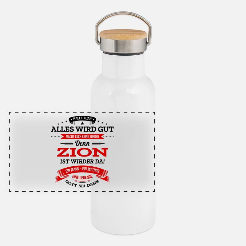 ALLES WIRD GUT, DIE LEGENDE ZION IST DA Panorama Thermosflasche mit Bambusdeckel
