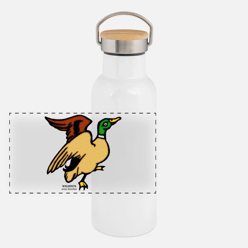 Canard sauvage Anas Boschas canard sauvage illustration Gourde isotherme avec bouchon en bambou
