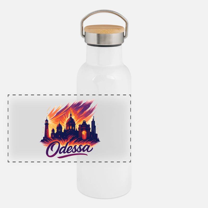 Odessa Stadt Ukraine Perle am Meer Geschenk Panorama Thermosflasche mit Bambusdeckel