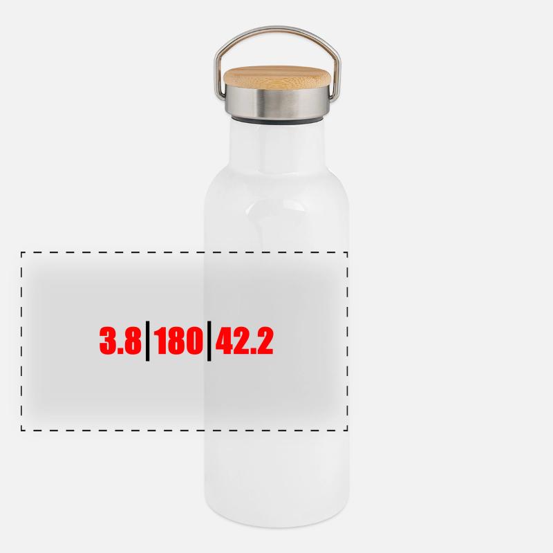 Triathlon Langdistanz km Panorama Thermosflasche mit Bambusdeckel
