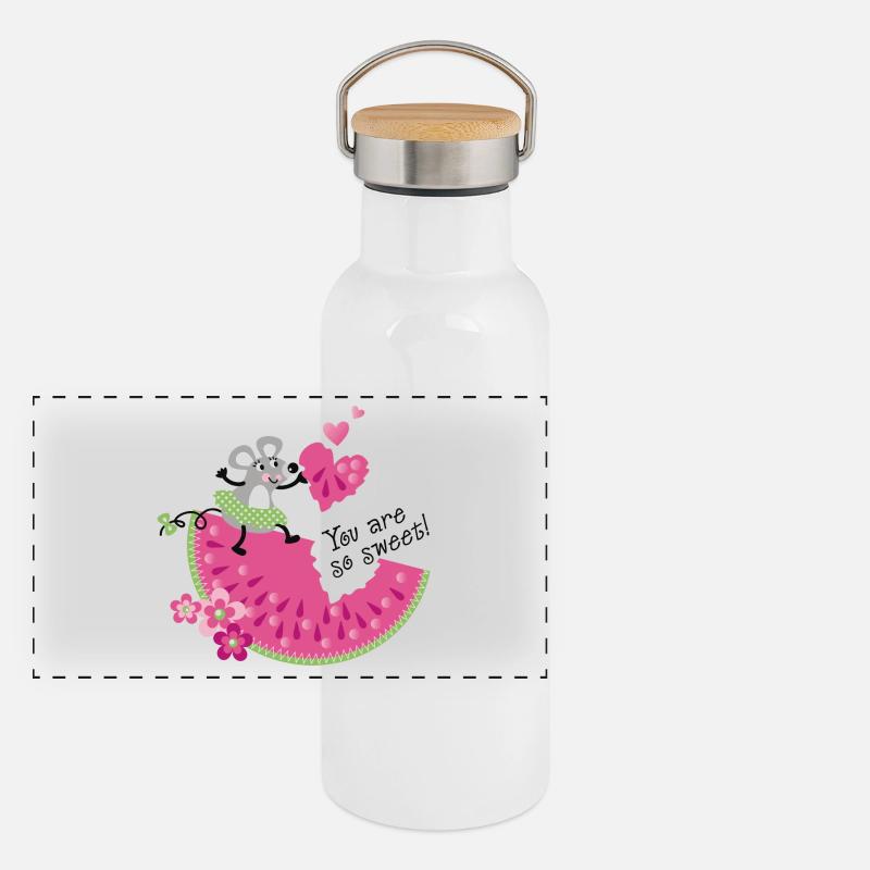 Souris mignonne avec melon Gourde isotherme avec bouchon en bambou