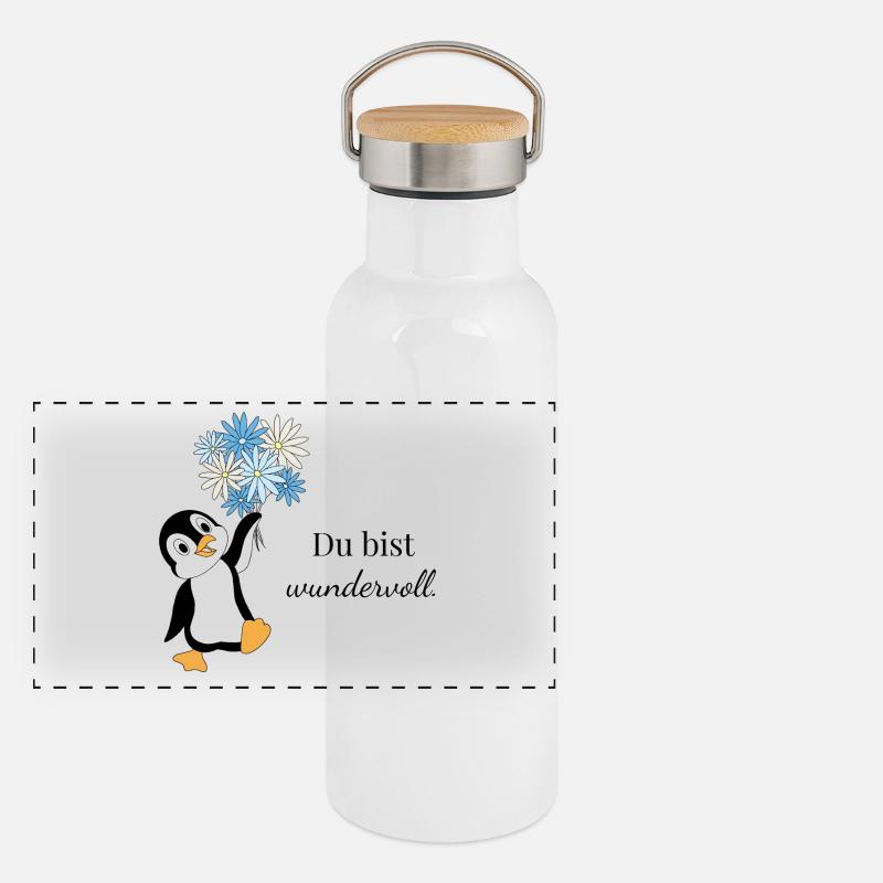 Du bist wundervoll. Panorama Thermosflasche mit Bambusdeckel