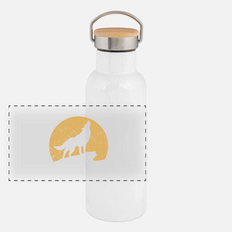 The Wolf Does Not Perform In The Circus - Panoramic Thermal Bottle with Bamboo Lid - white