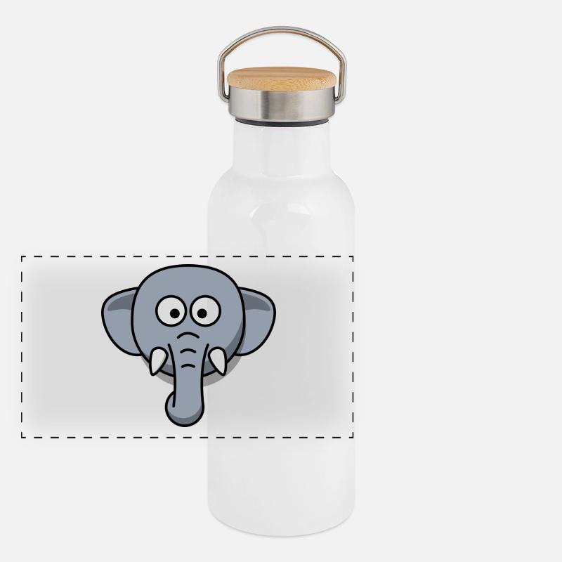 Elefant Panorama Thermosflasche mit Bambusdeckel