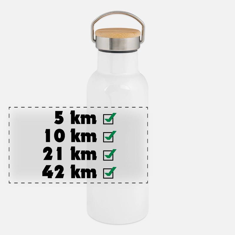 Marathon Checklist Panorama Thermosflasche mit Bambusdeckel