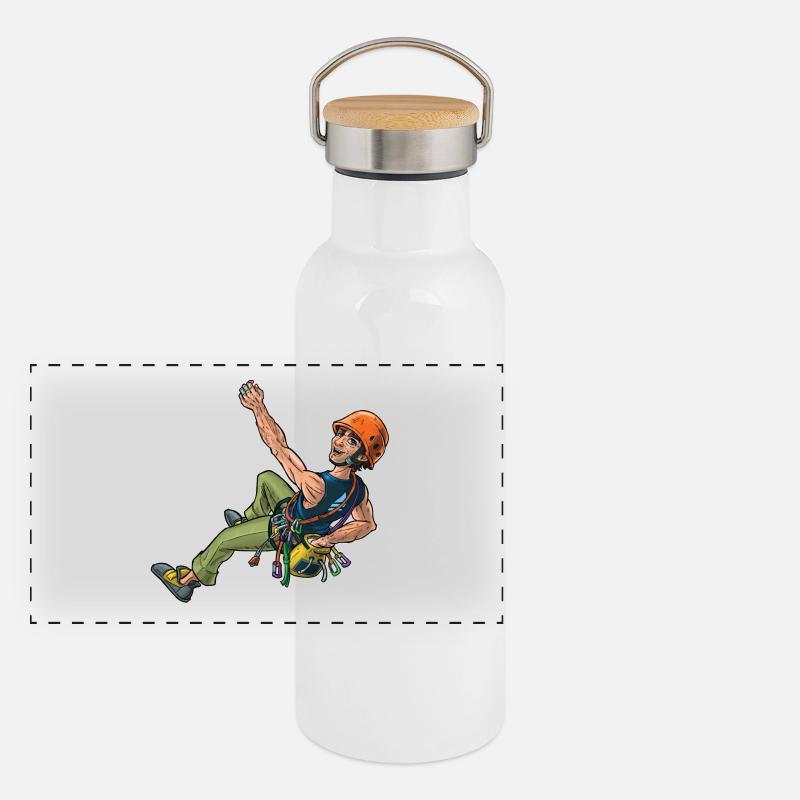 Kletterer (Sportkletterer) 2 Panorama Thermosflasche mit Bambusdeckel