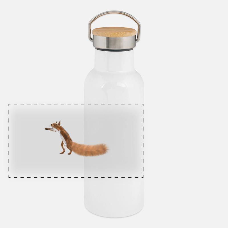 Eichhörnchen Panorama Thermosflasche mit Bambusdeckel