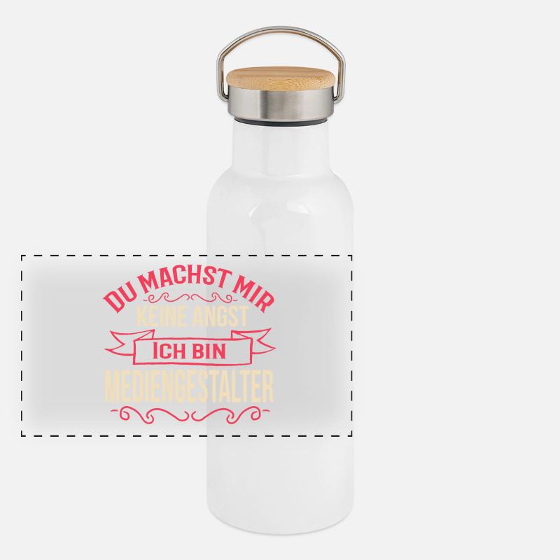 Mediengestalter Bild Ton Beruf T-Shirts Geschenk Panorama Thermosflasche mit Bambusdeckel