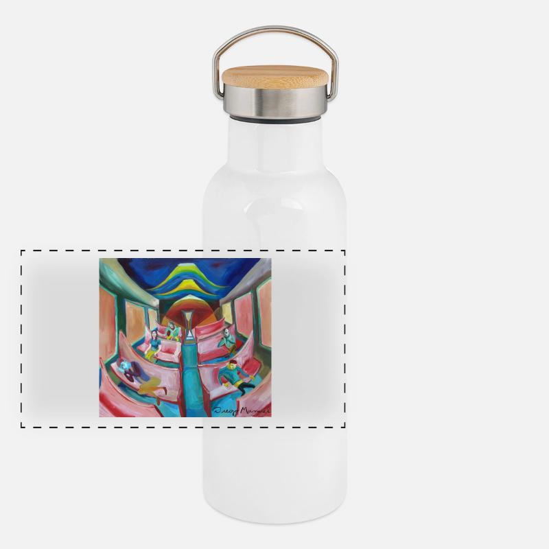 train à la nuit 3 Gourde isotherme avec bouchon en bambou