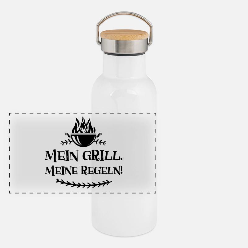 Mein Grill - Meine Regeln! Panorama Thermosflasche mit Bambusdeckel