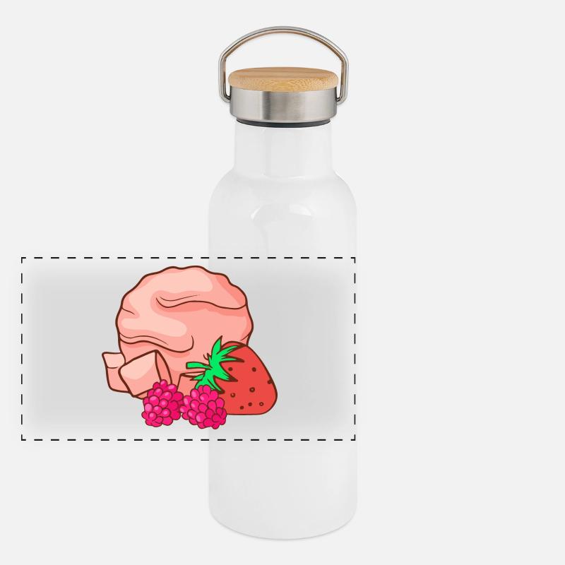 Eis Speiseeis Eiskrem Eiscreme Erdbeeren Himnbeere Panorama Thermosflasche mit Bambusdeckel