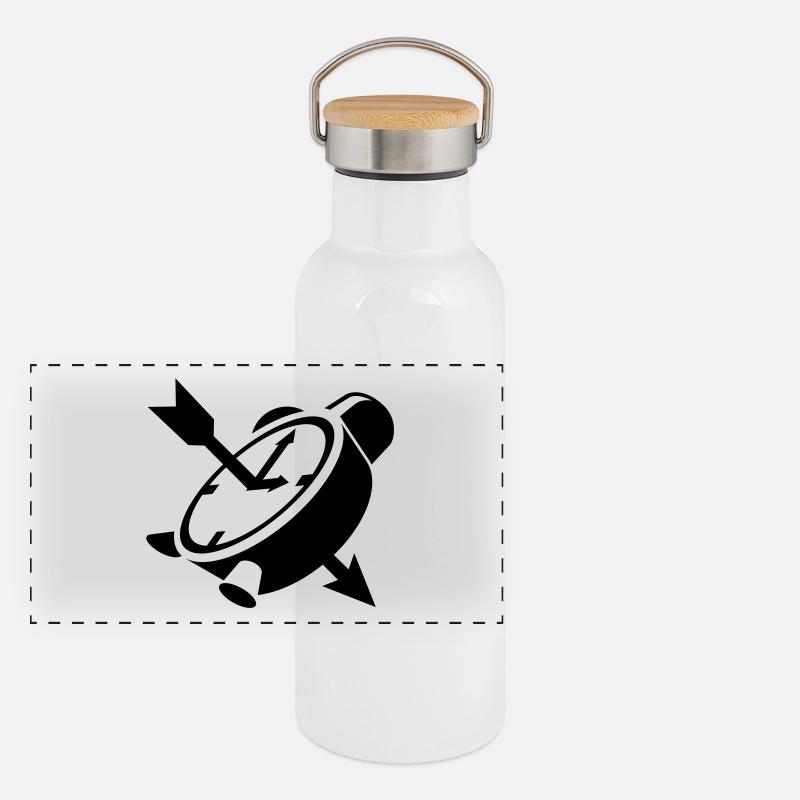An alarm clock with an arrow Panoramic Thermal Bottle with Bamboo Lid