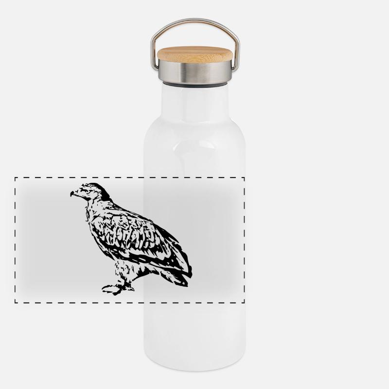 Falken Vogel Vögel Panorama Thermosflasche mit Bambusdeckel