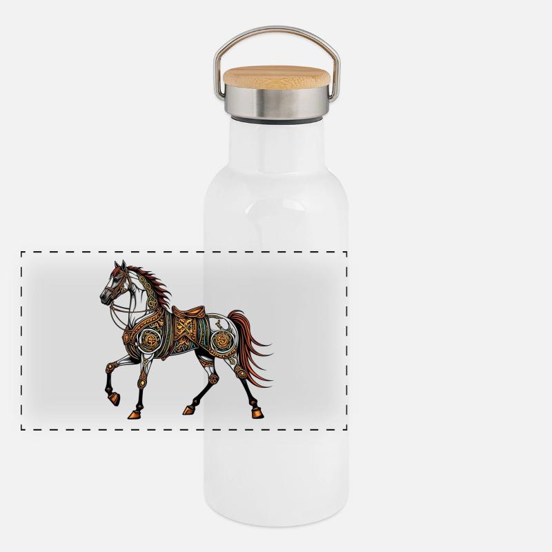 Cheval steampunk Gourde isotherme avec bouchon en bambou