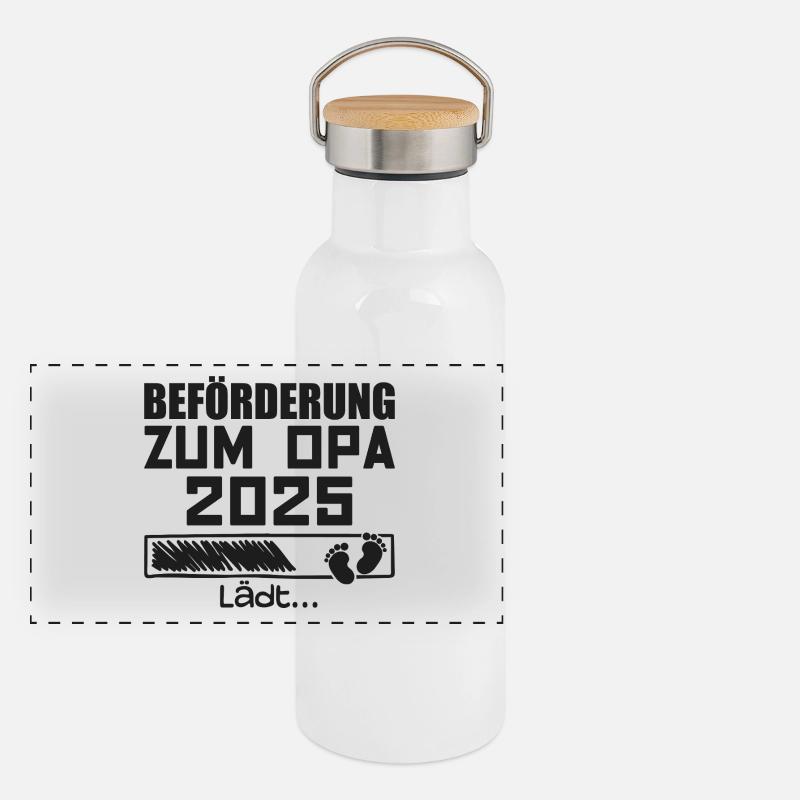 Beförderung zum Opa 2025 Panorama Thermosflasche mit Bambusdeckel