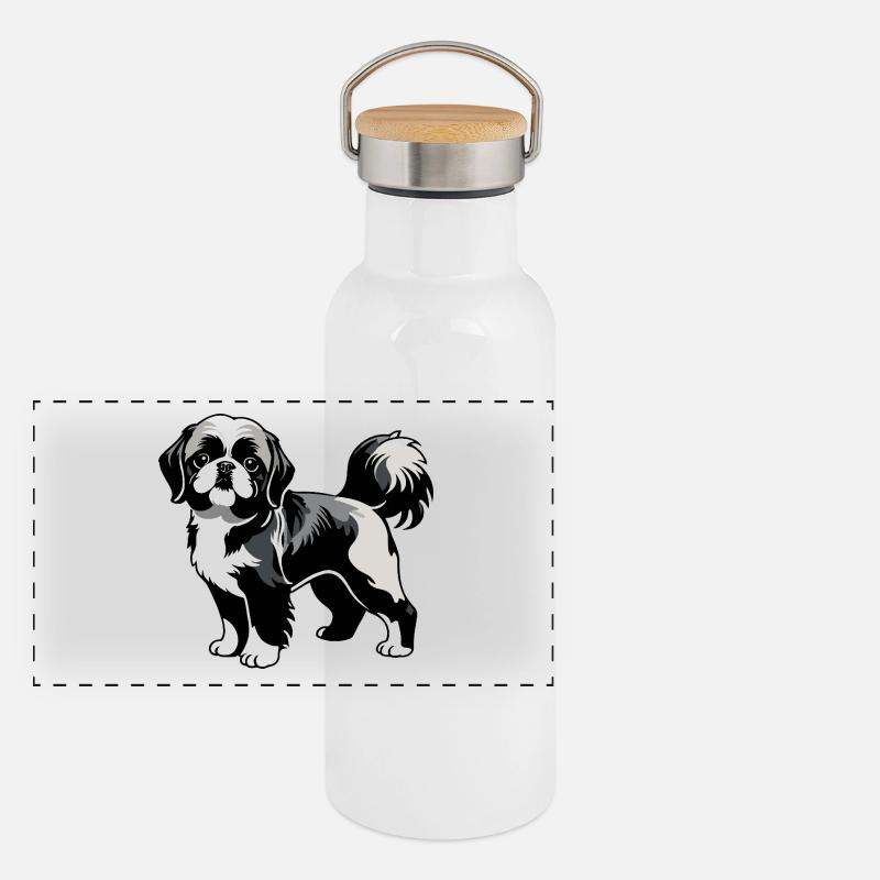 Shih Tzu - Autocollant Chien de compagnie Gourde isotherme avec bouchon en bambou