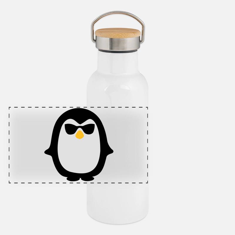pinguin Gourde isotherme avec bouchon en bambou