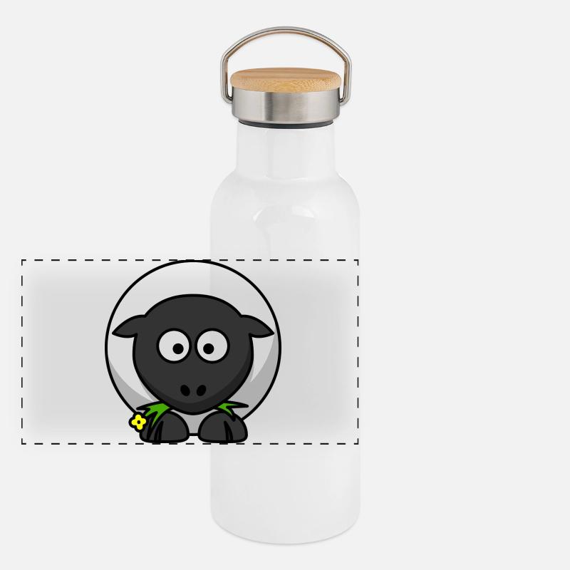 Moonlit Night Sheep Cartoon Panoramic Thermal Bottle with Bamboo Lid