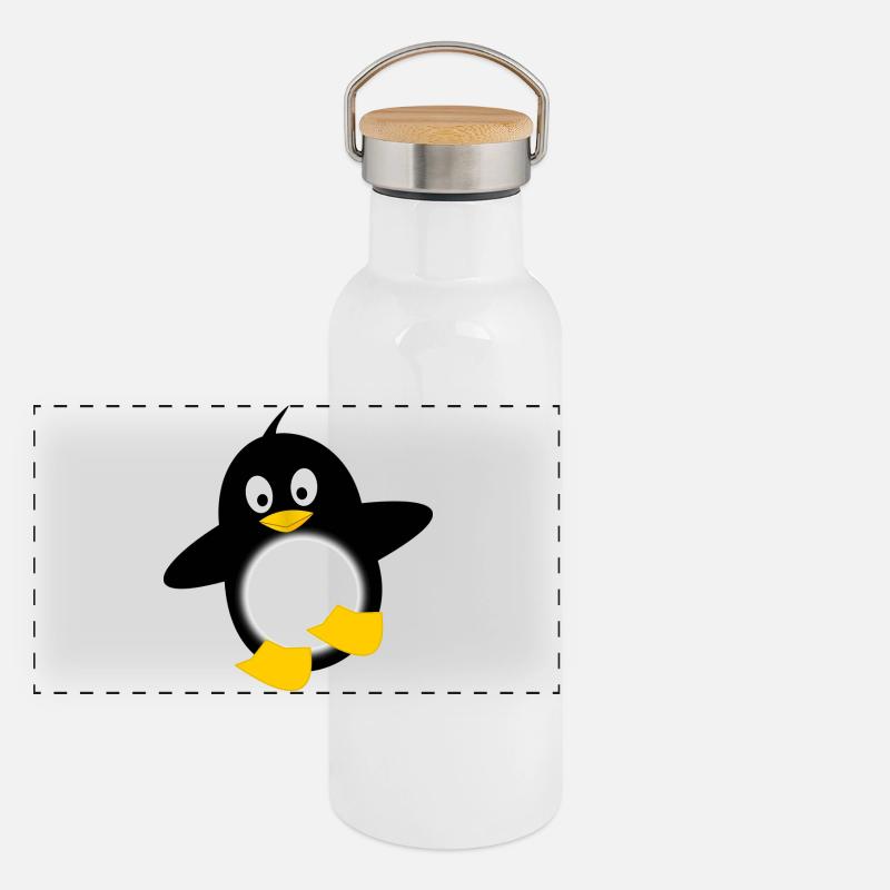 Penguin Glow Belly Cartoon Panoramic Thermal Bottle with Bamboo Lid