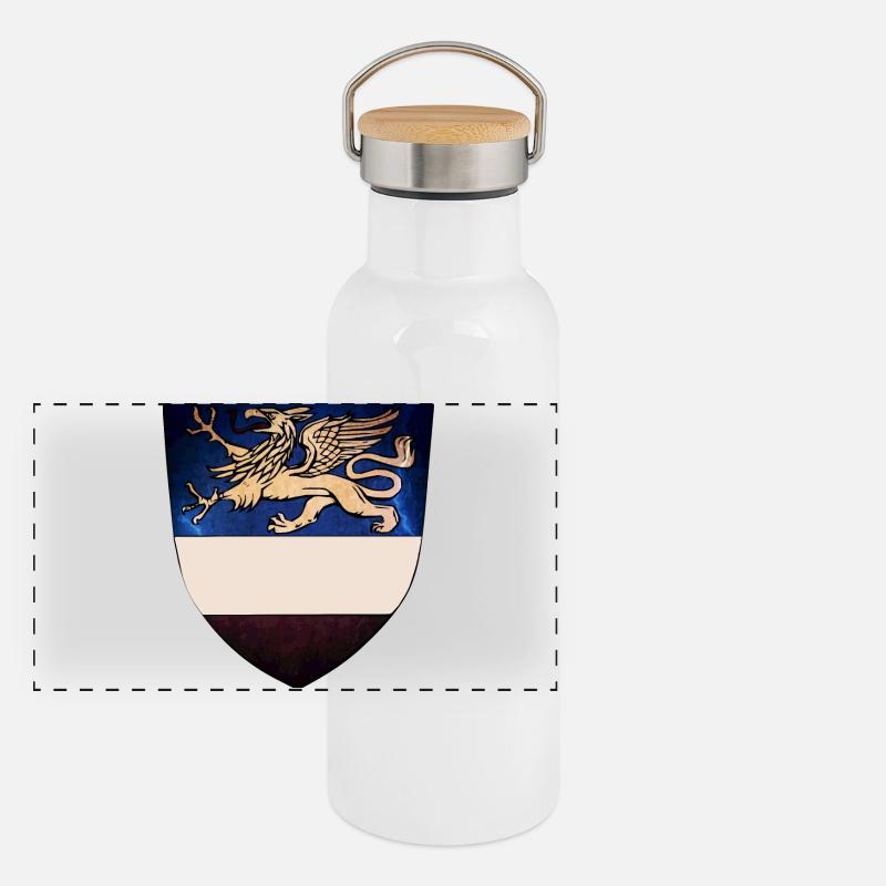 Rostocker Wappen-Variante Panorama Thermosflasche mit Bambusdeckel