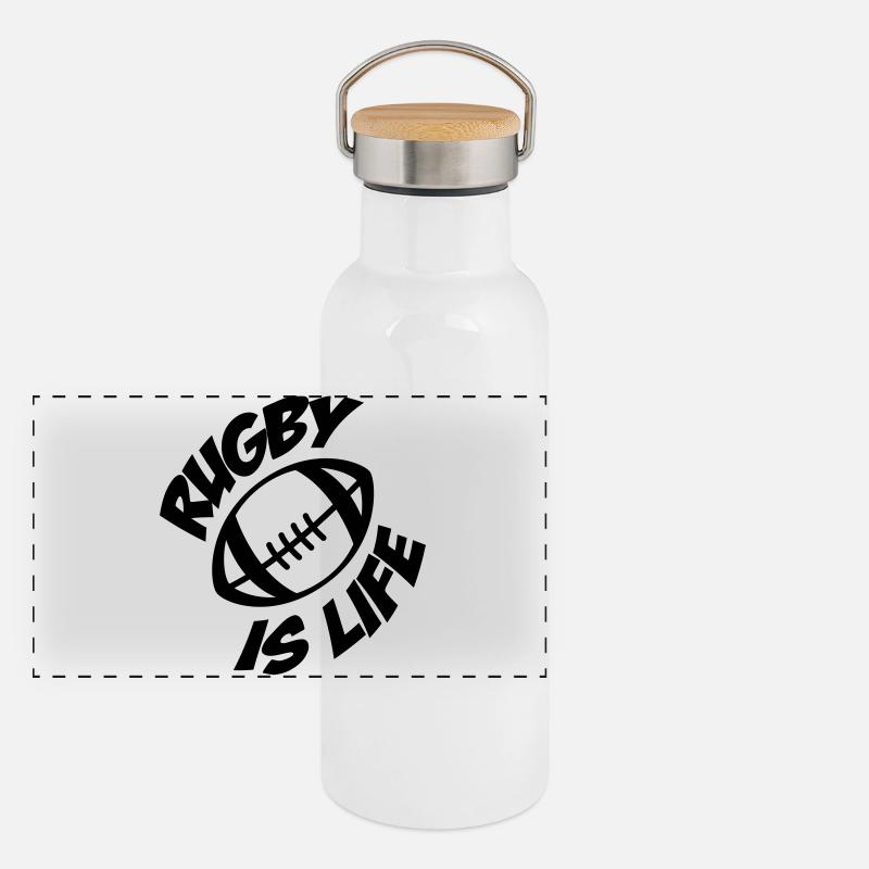 Rugby is life Gourde isotherme avec bouchon en bambou