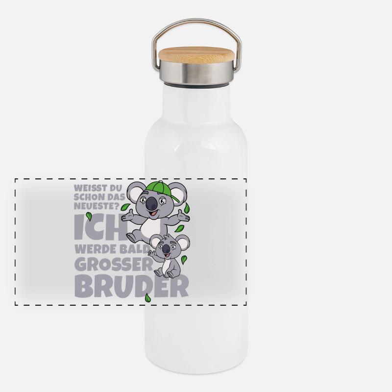 Bald Großer Bruder Koala Koalas Geschwister Junge Panorama Thermosflasche mit Bambusdeckel