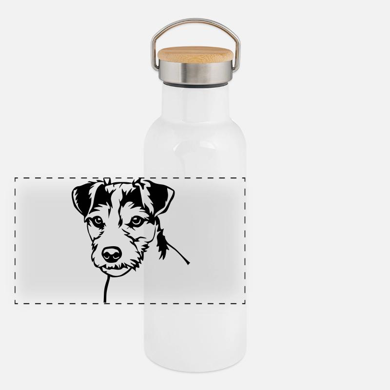 Parson Russell Terrier Kopf Panorama Thermosflasche mit Bambusdeckel