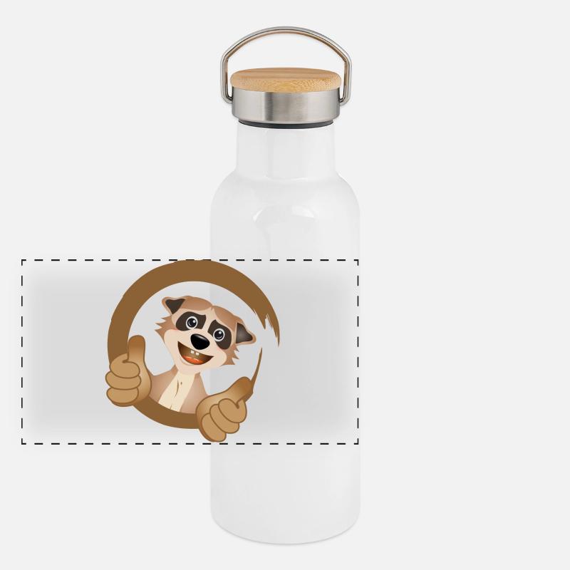 cooles Erdmännchen mit Daumen nach oben Panorama Thermosflasche mit Bambusdeckel