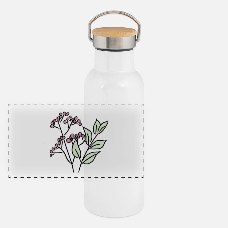 Leaves and berries Panoramic Thermal Bottle with Bamboo Lid