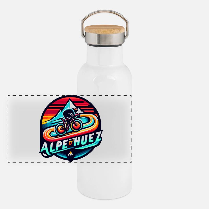 Alpe d'Huez pour les passionnés de cyclisme Gourde isotherme avec bouchon en bambou