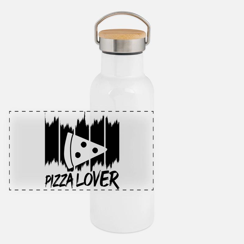 Pizza Liebhaber Panorama Thermosflasche mit Bambusdeckel