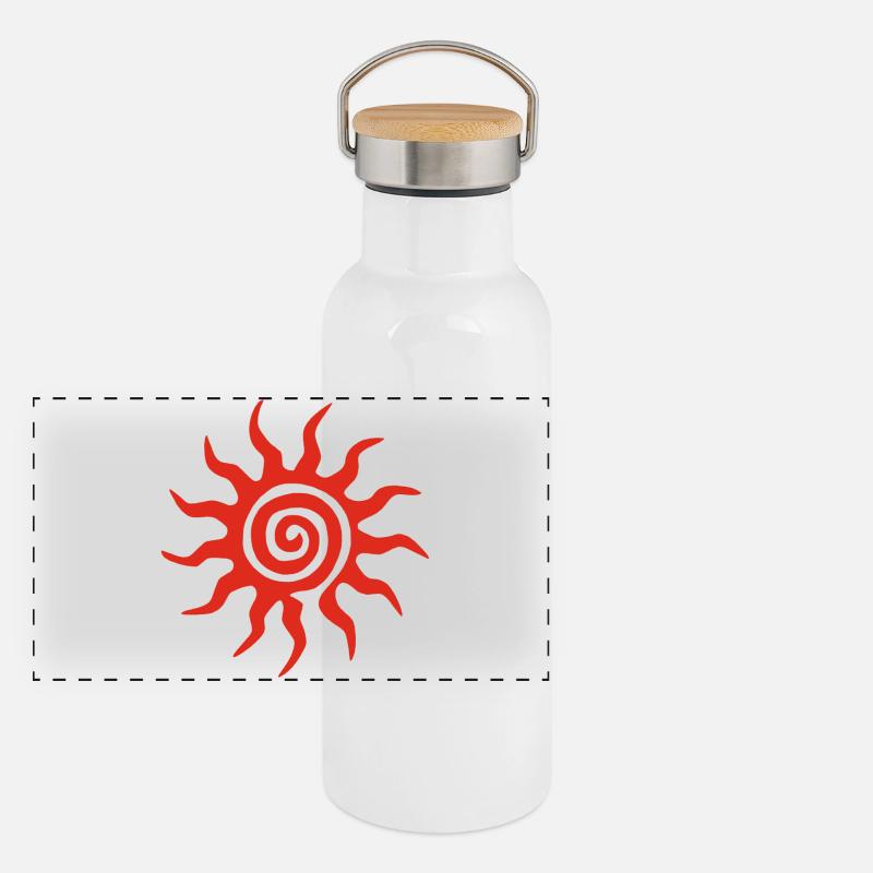 Spirale Rote Sonne Panorama Thermosflasche mit Bambusdeckel