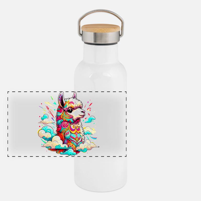 Alpaka Panorama Thermosflasche mit Bambusdeckel