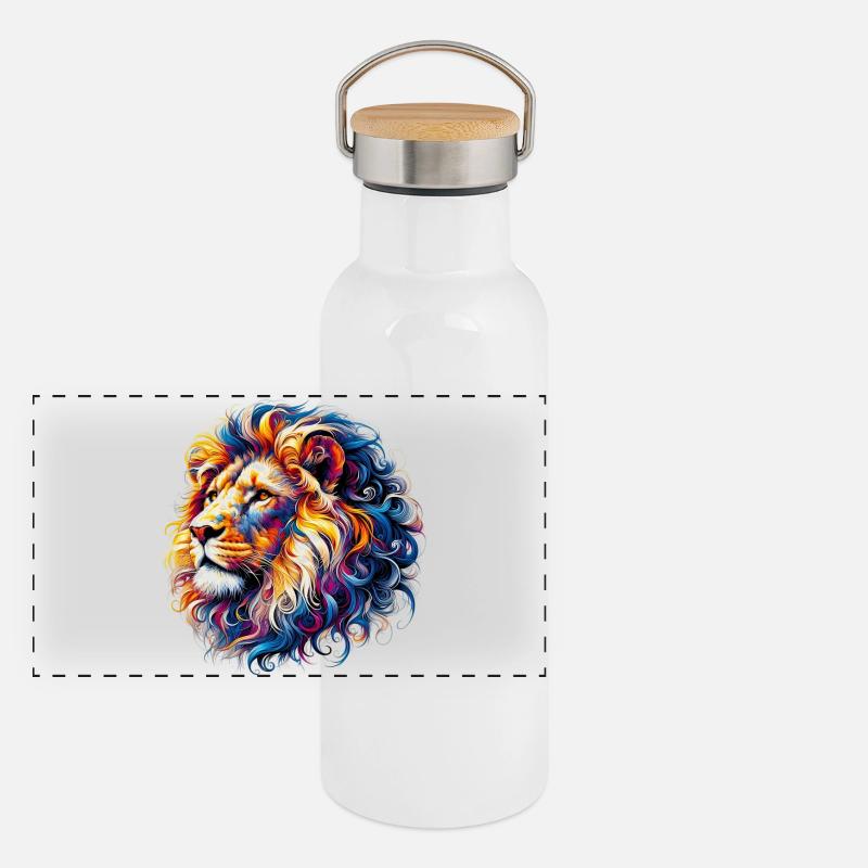 Lion Gourde isotherme avec bouchon en bambou