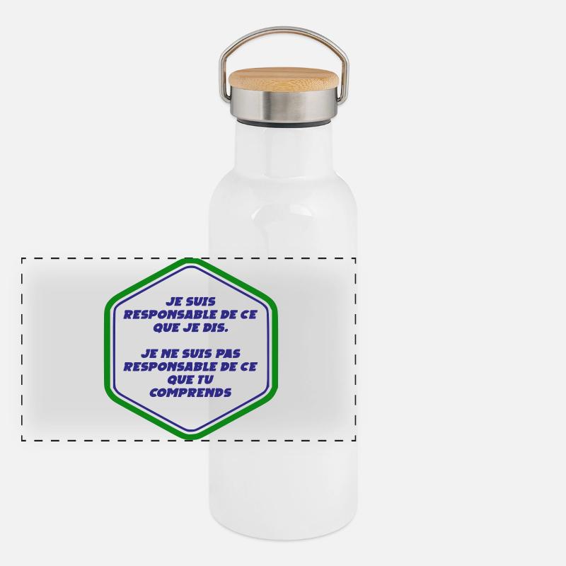 Ich bin verantwortlich für das, was ich sage Panorama Thermosflasche mit Bambusdeckel