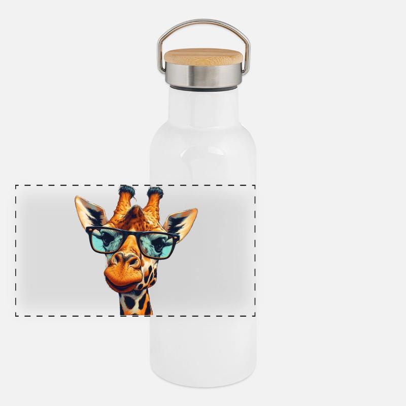 Girafe à lunettes Gourde isotherme avec bouchon en bambou