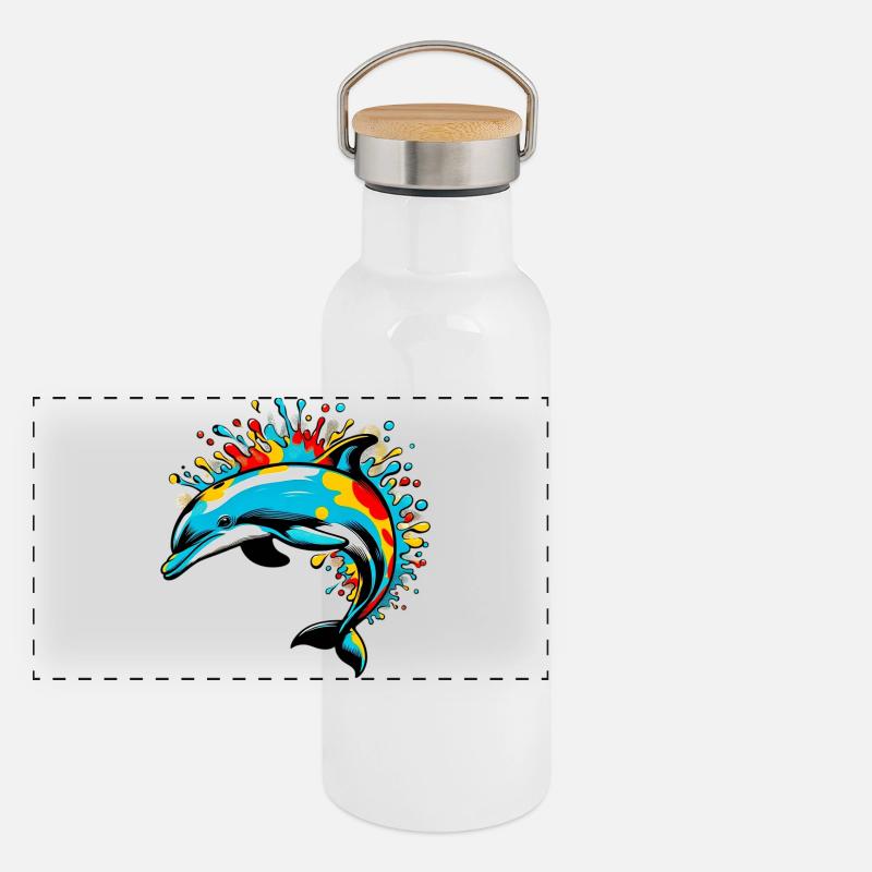 Dauphin Gourde isotherme avec bouchon en bambou