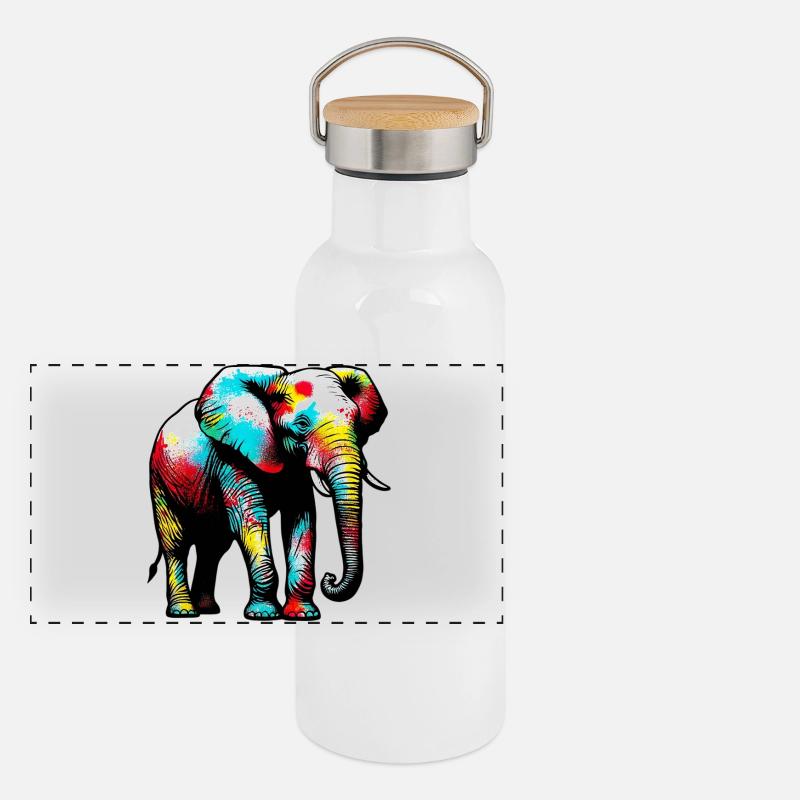 Éléphant Gourde isotherme avec bouchon en bambou