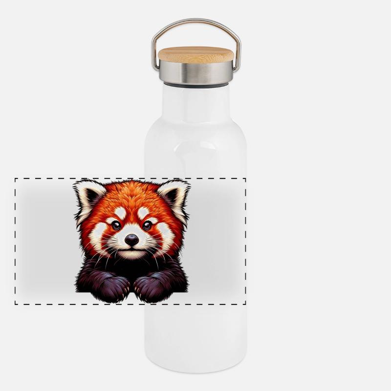 Petit panda Gourde isotherme avec bouchon en bambou
