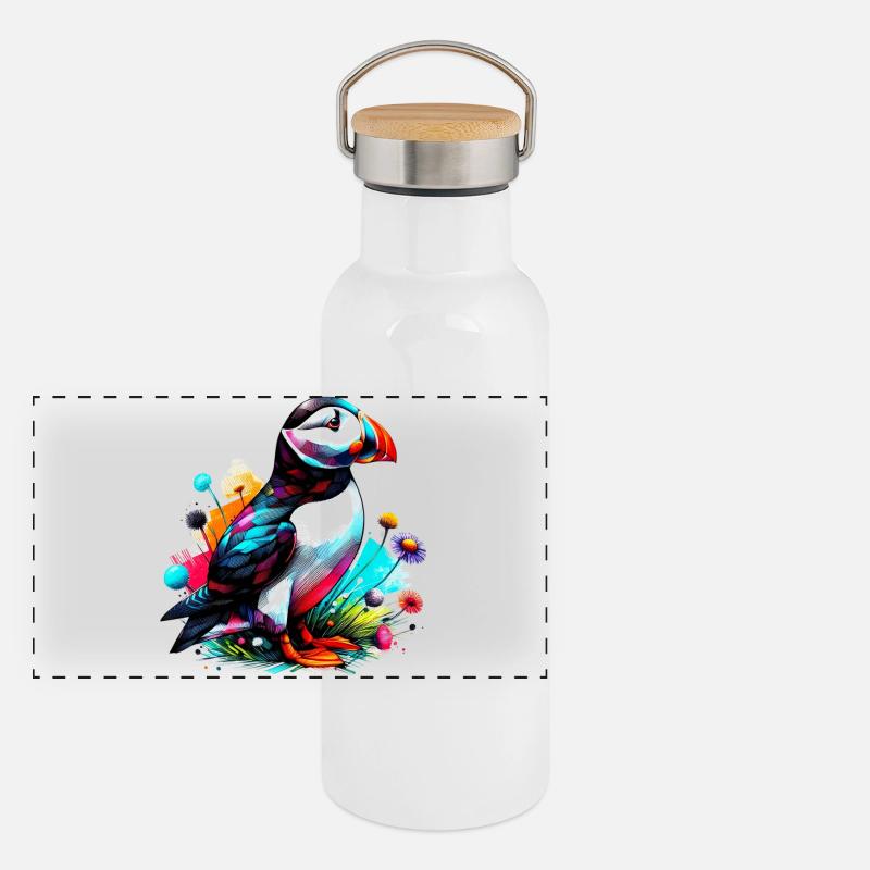 Macareux Gourde isotherme avec bouchon en bambou