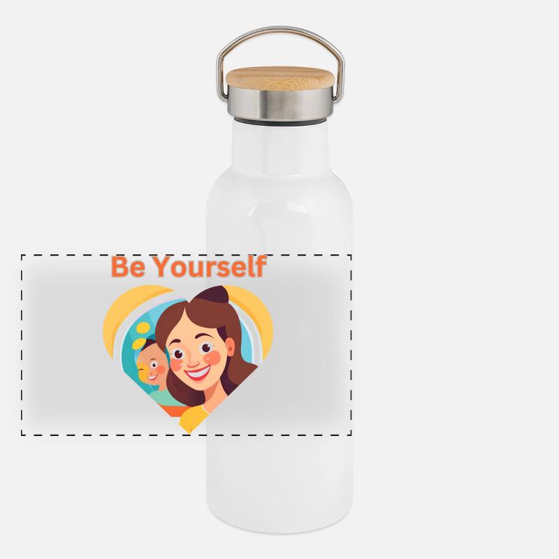 Be Yourself - Vertrauen, Eigenliebe & Stärke Panorama Thermosflasche mit Bambusdeckel