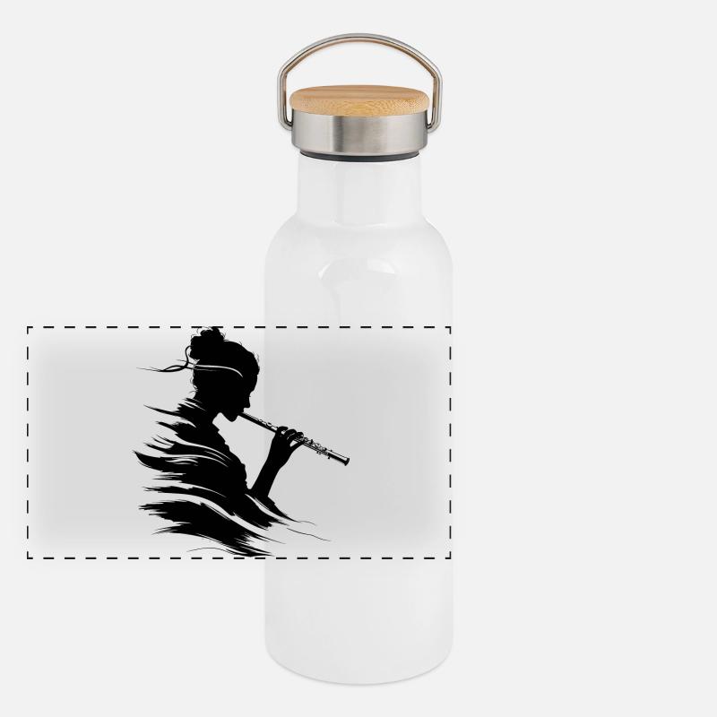 Flötistin Panorama Thermosflasche mit Bambusdeckel