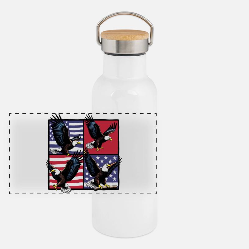 Bald eagle Panoramic Thermal Bottle with Bamboo Lid
