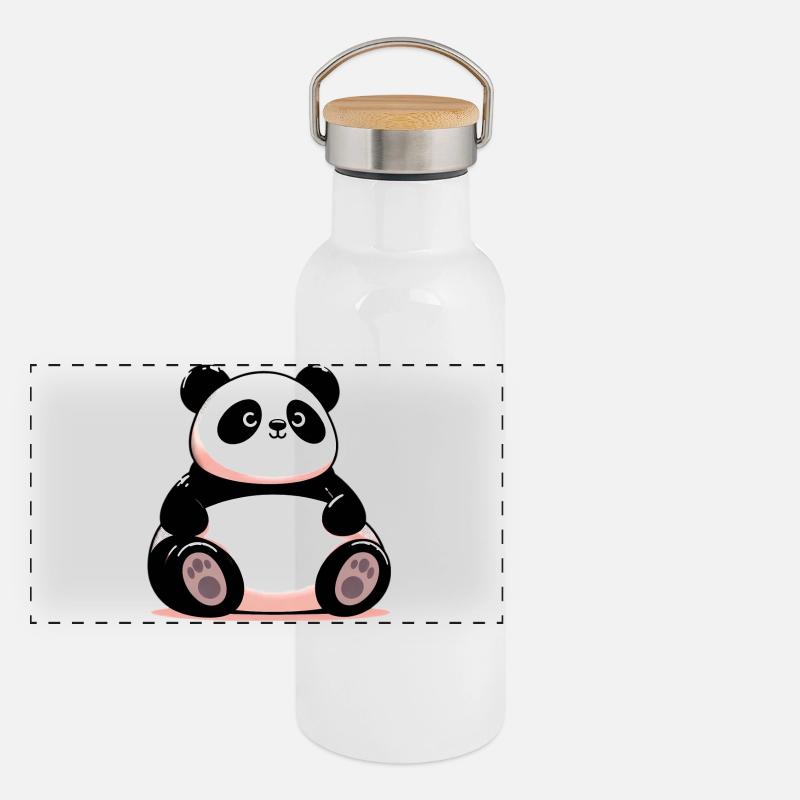 Panda Panorama Thermosflasche mit Bambusdeckel
