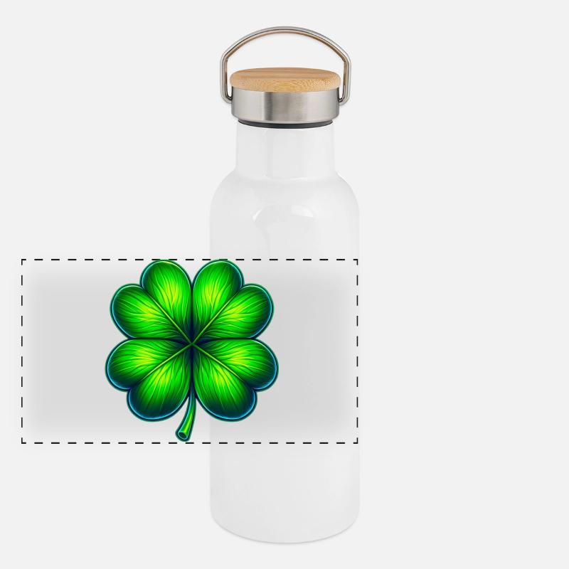 Four-leaf clover Panoramic Thermal Bottle with Bamboo Lid